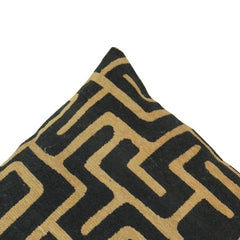 Black & Beige Geometric Jacquard Cotton Cushion Cover | 45x45 cm Modern Abstract Decorative Pillow Cover