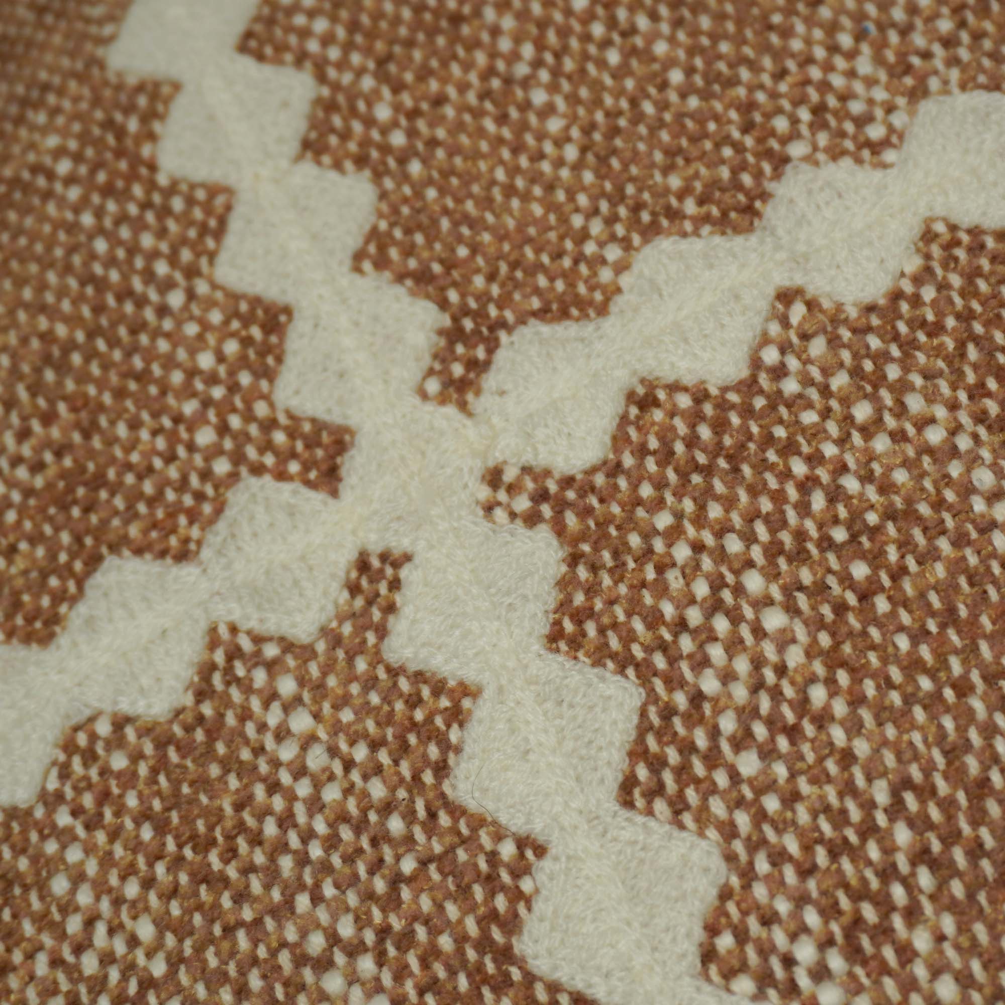 Handwoven Cotton Cushion Cover 45x45 cm | Brown & Ivory Geometric Woven Throw Pillow Cover | Textured Boho Farmhouse Decorative Cushion Cover | Concealed Zipper