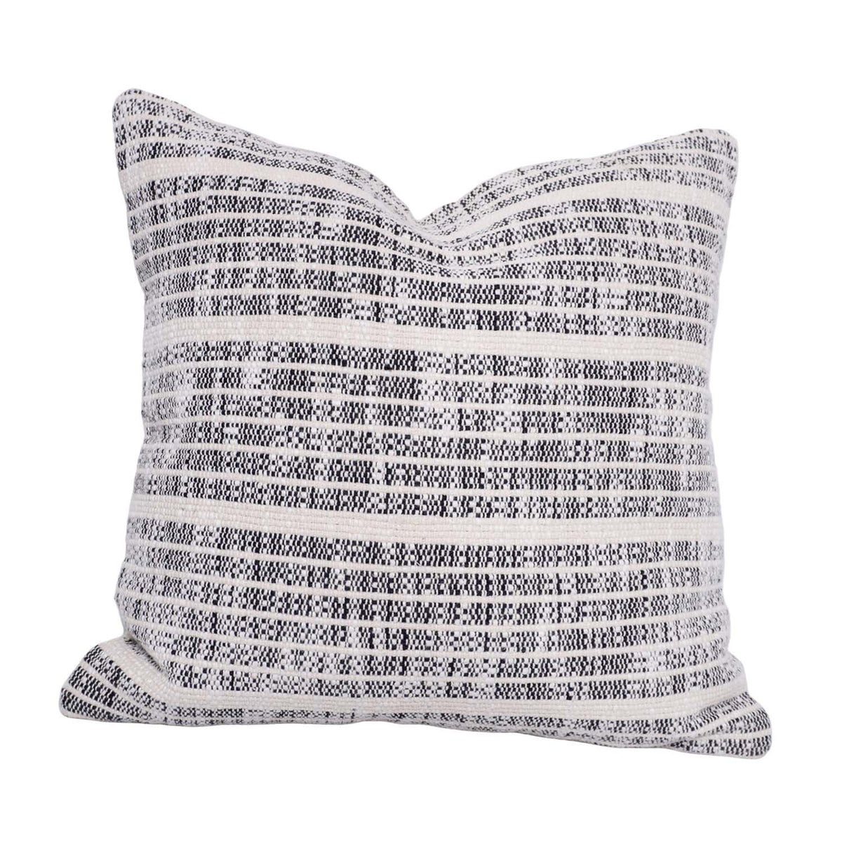 Handwoven Black & Ivory Cotton Cushion Cover 45x45 cm | Modern Striped Textured Throw Pillow Cover | Handmade Home Décor - Bulk manufacturer & supplier from Panipat, India