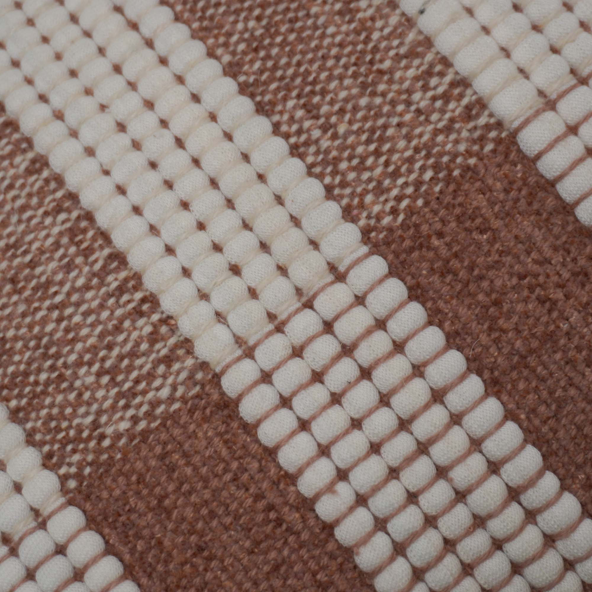 Handwoven Cotton Cushion Cover 45x45 cm | Textured Woven Stripe Design | Brown & Ivory Decorative Throw Pillow Cover | Hidden Zipper | Modern Boho Home Décor