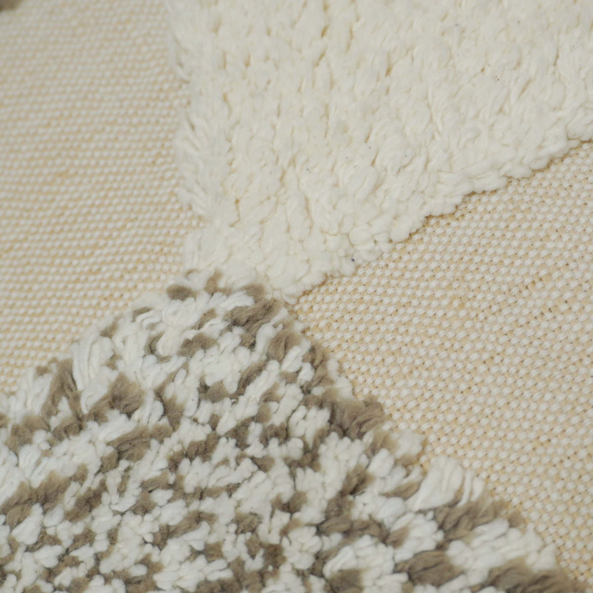 Handcrafted Tufted Cotton Cushion Cover – Textured Geometric Patchwork Design, Cream & Beige, 45 x 45 cm