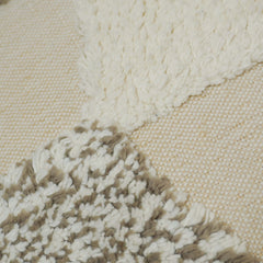 Handcrafted Tufted Cotton Cushion Cover – Textured Geometric Patchwork Design, Cream & Beige, 45 x 45 cm