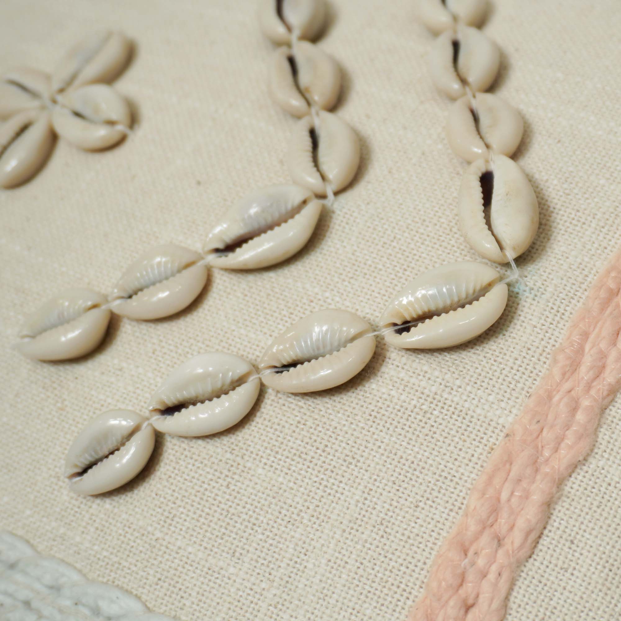 Handcrafted Cotton Cushion Cover with Shell Embellishments & Tassels | Decorative Lumbar Cushion Cover | 35 x 50 cm | Hidden Zipper