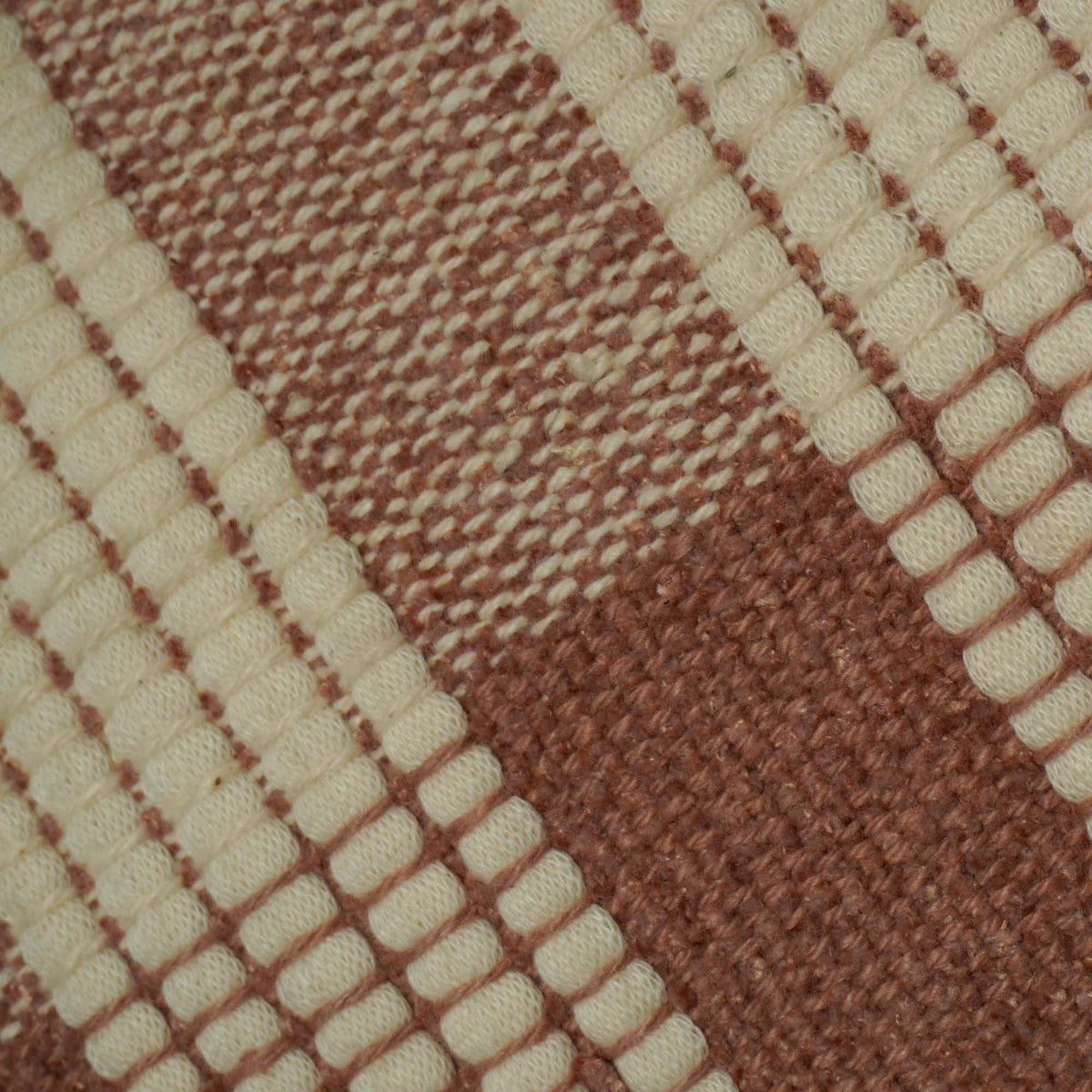 Handwoven Cotton Cushion Cover 45x45 cm | Textured Woven Check Pattern | Beige & Brown Decorative Throw Pillow Cover | Modern Boho Farmhouse Home Décor | Concealed Zip