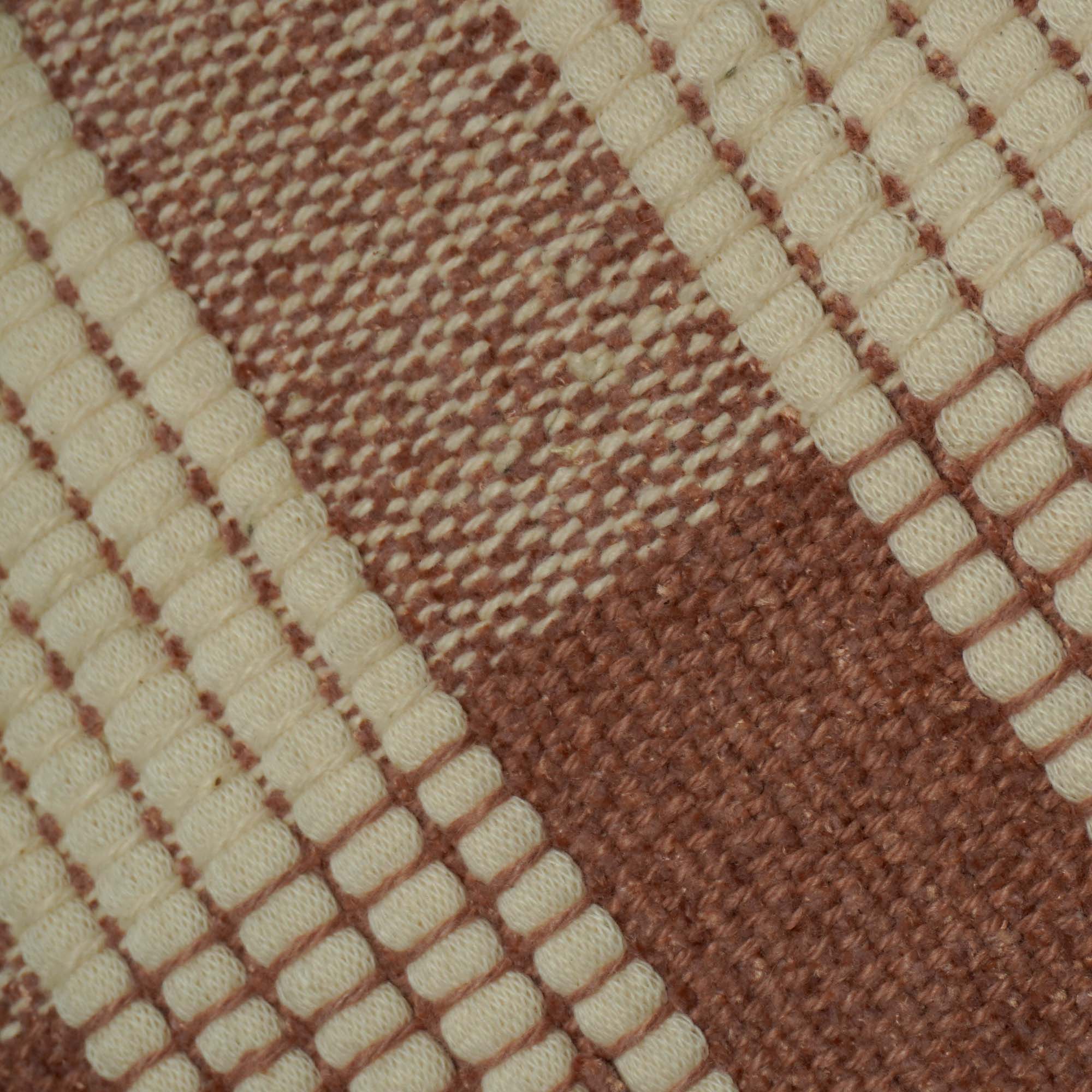 Handwoven Cotton Cushion Cover 45x45 cm | Textured Woven Check Pattern | Beige & Brown Decorative Throw Pillow Cover | Modern Boho Farmhouse Home Décor | Concealed Zip