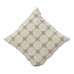 Geometric Embroidered Cotton Cushion Cover 45x45 cm | Beige & Ivory Textured Circle Pattern | Modern Decorative Pillow Cover