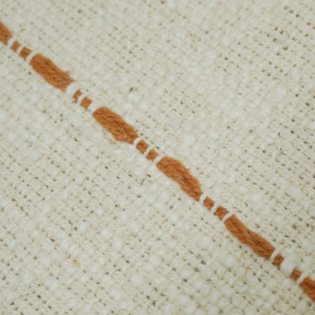 Ivory and terracotta striped handwoven cotton cushion cover 45x45 cm