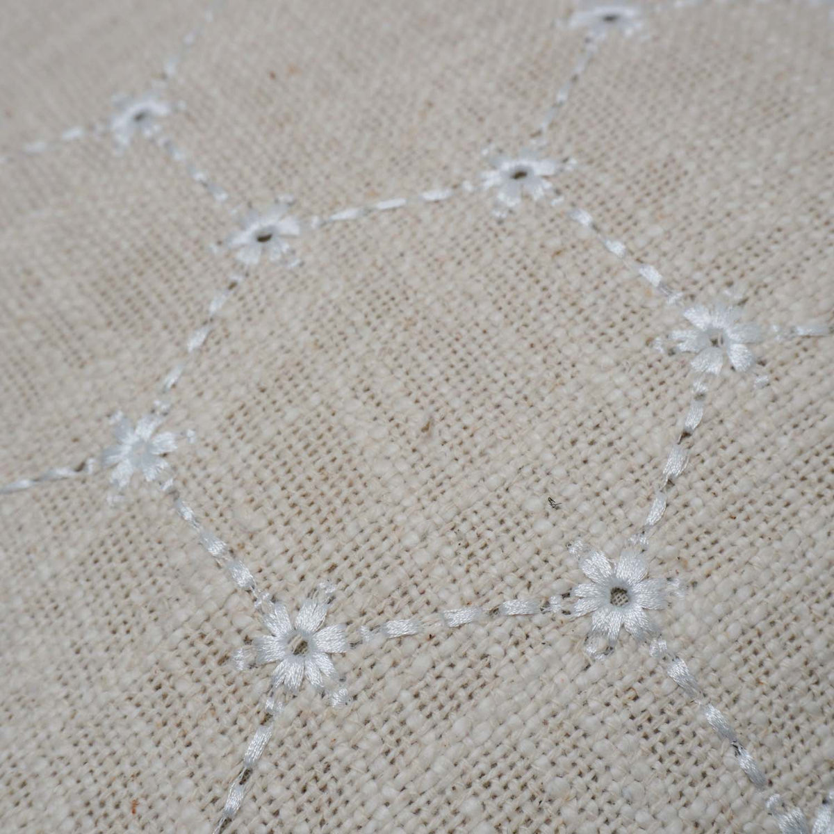 Machine Embroidered Cotton Cushion Cover 45x45 cm | Geometric Diamond Pattern | Decorative Throw Pillow Cover with Concealed Zipper | Natural Beige | 18x18 Inch - Bulk manufacturer & supplier from Panipat, India