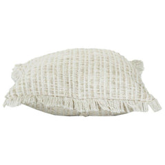 Housse de coussin en coton texturé à bords effilochés – Motif tissé neutre | 45x45 cm