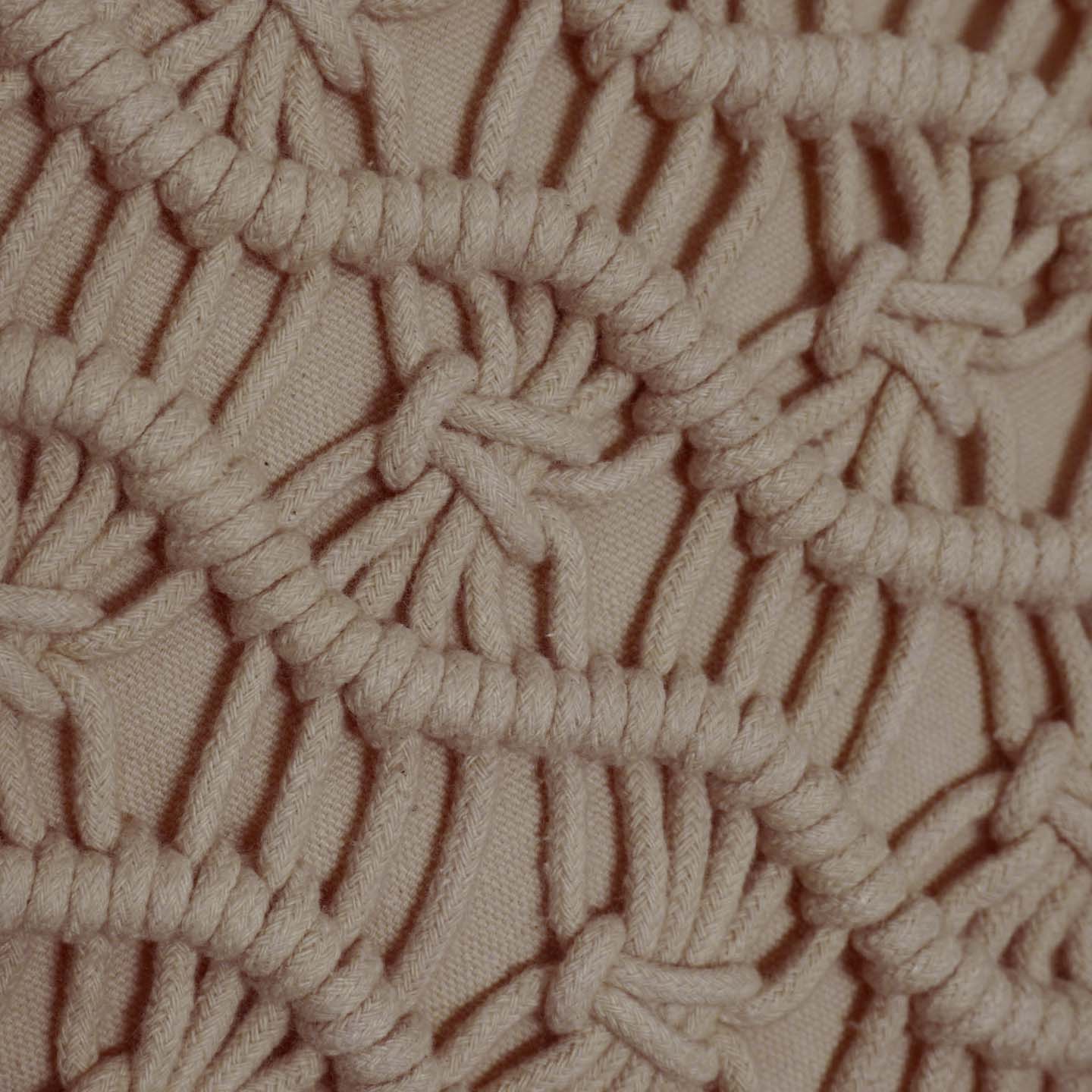 Handcrafted Macramé Cotton Cushion Cover 45x45 cm – Textured Boho Fringe Pillow Cover