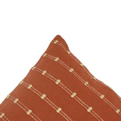 Handwoven Rust Cotton Cushion Cover | Textured Dotted Stripe Design | 45x45 cm Decorative Pillow Cover