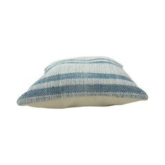 Handwoven Blue Striped Cotton Cushion Cover | 45x45 cm Decorative Throw Pillow Cover | Farmhouse & Coastal Style