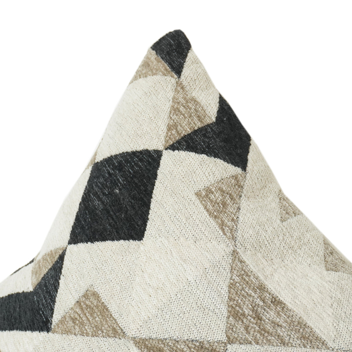 Geometric Embroidered Cotton Cushion Cover | Neutral Beige & Black Abstract Pattern | 18x18 Inch Decorative Pillow Cover - Bulk manufacturer & supplier from Panipat, India