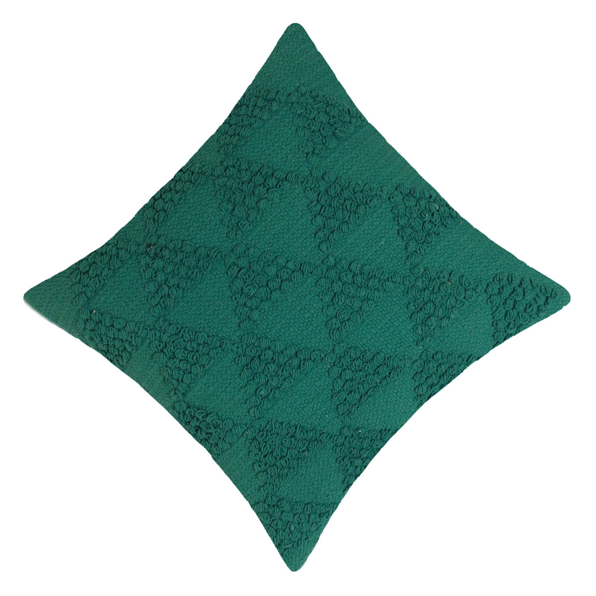 Handwoven Cotton Teal Textured Cushion Cover – 45 x 45 cm | Abstract Geometric Design