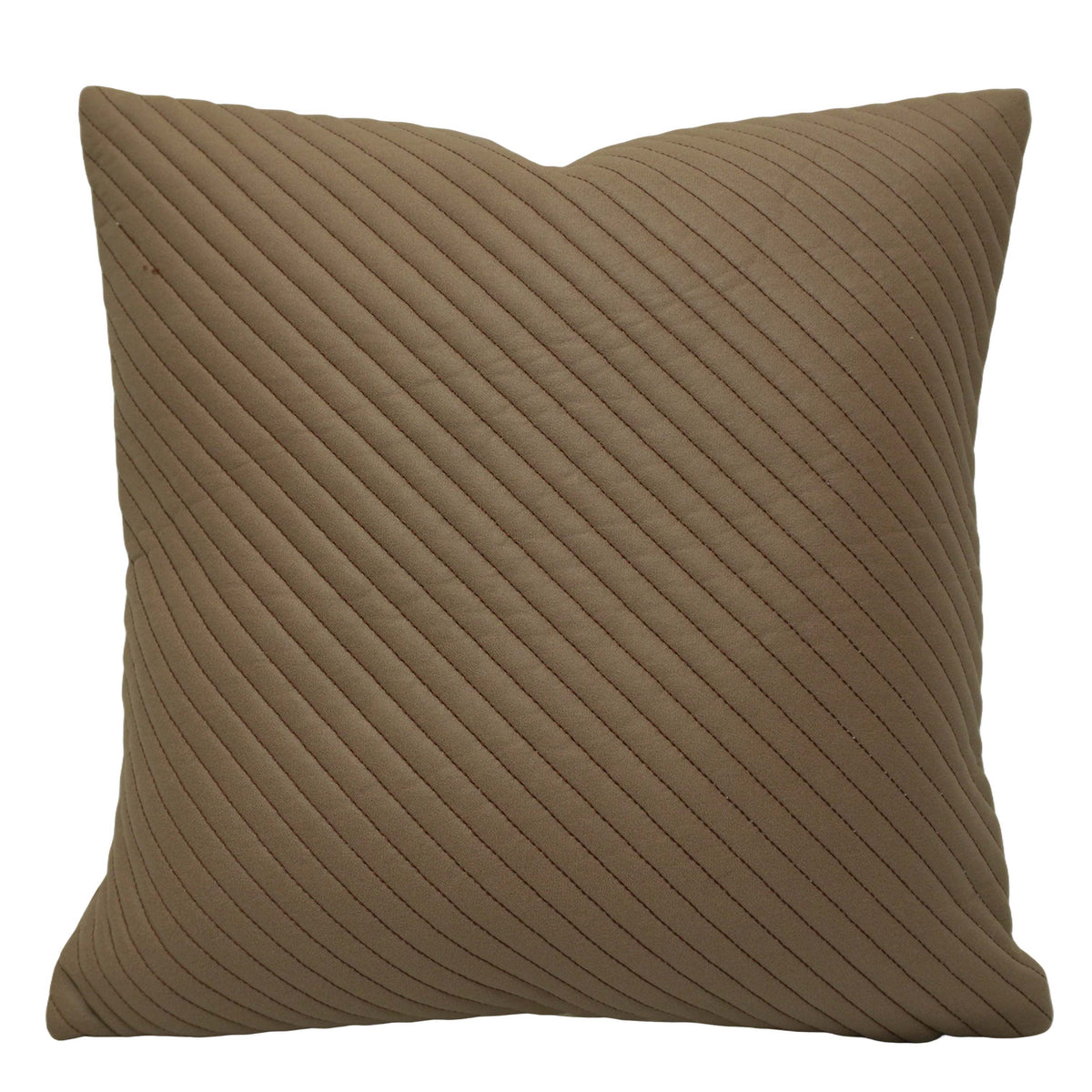 Modern Diagonal Quilted Cushion Cover 45x45 cm | Soft Textured Decorative Throw Pillow Cover | Concealed Zip | Solid Brown