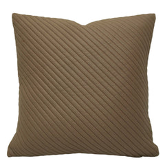 Modern Diagonal Quilted Cushion Cover 45x45 cm | Soft Textured Decorative Throw Pillow Cover | Concealed Zip | Solid Brown
