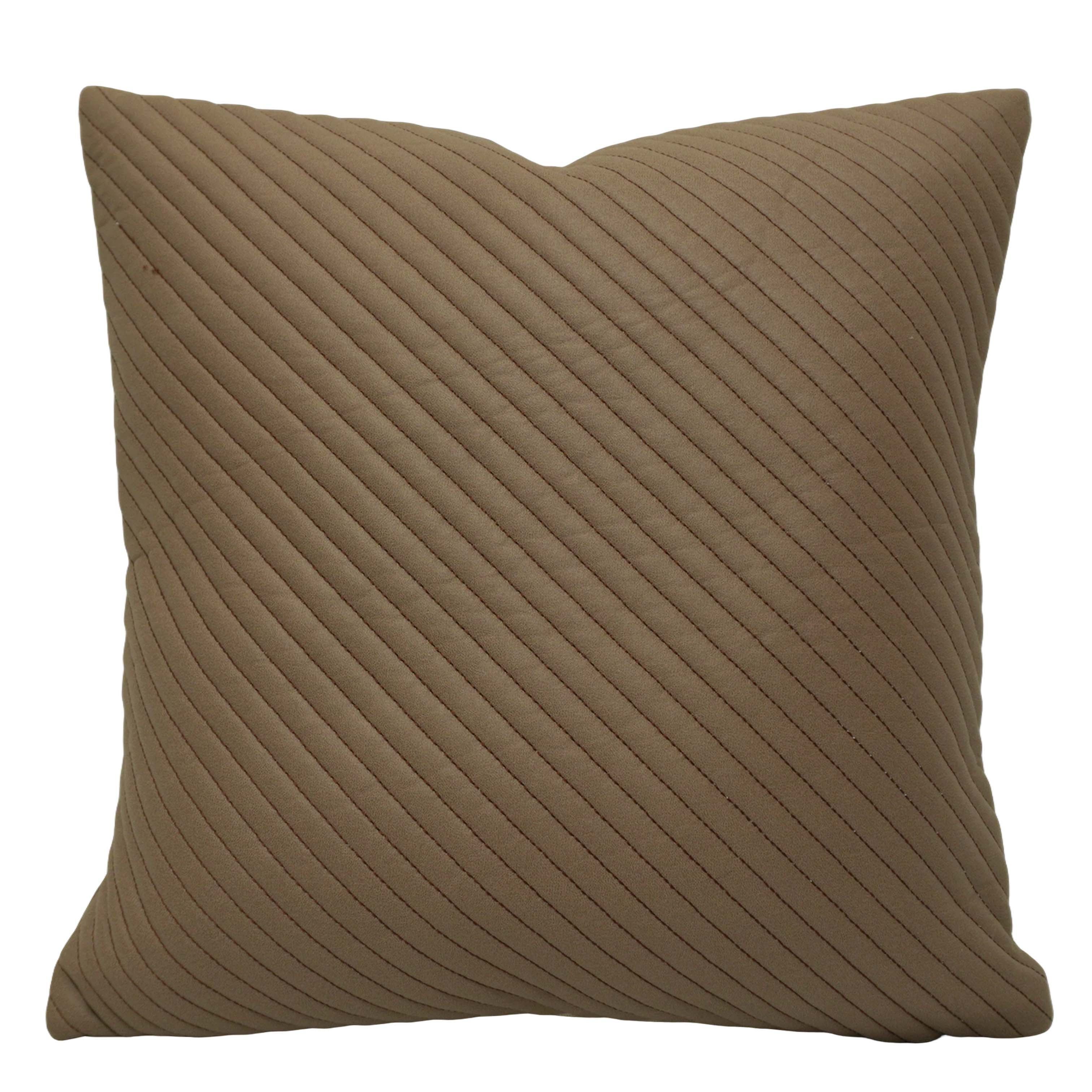 Modern Diagonal Quilted Cushion Cover 45x45 cm | Soft Textured Decorative Throw Pillow Cover | Concealed Zip | Solid Brown
