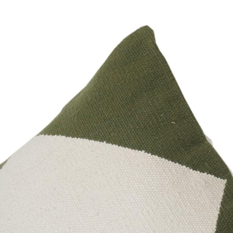 Minimalistisches Herz-Design Baumwoll-Kissenbezug | Grün & Elfenbein Dekokissenhülle | Moderne Ästhetik Wohnkultur - Bulk manufacturer & supplier from Panipat, India