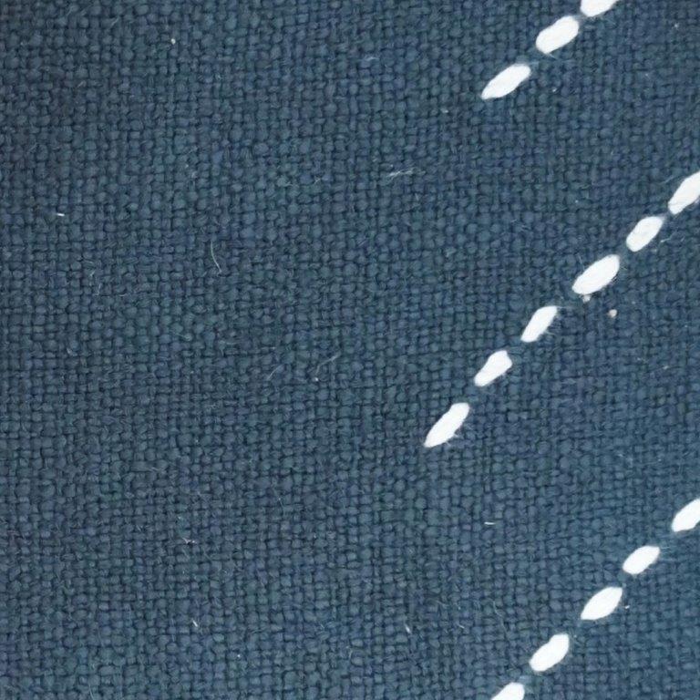 Hand Embroidered Cotton Cushion Cover 45x45 cm | Geometric Stitch Design | Navy Blue Decorative Pillow Cover - Bulk manufacturer & supplier from Panipat, India