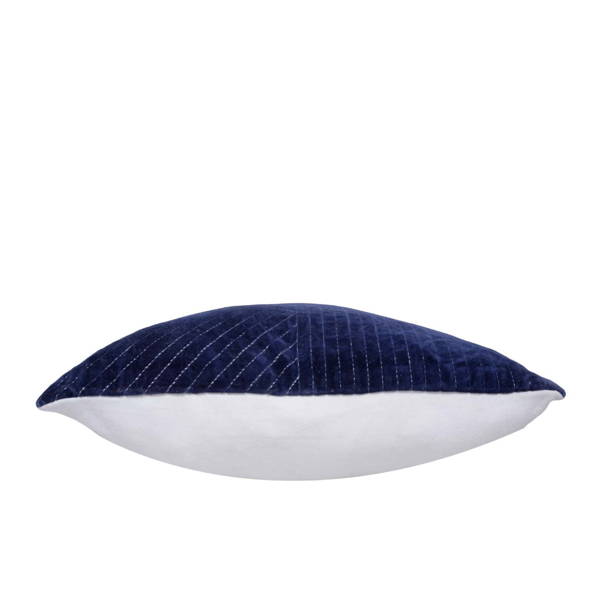 Handcrafted Navy Blue Velvet Embroidered Cushion Cover 45x45 cm | Geometric Quilted Stitch Decorative Pillow Cover - Bulk manufacturer & supplier from Panipat, India