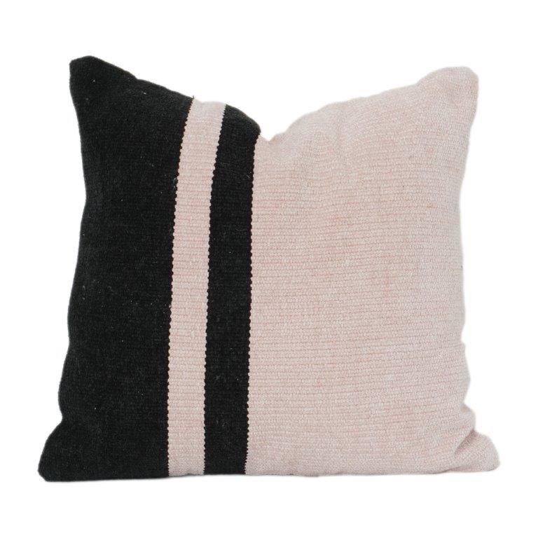 Minimalist Black & Beige Striped Cotton Cushion Cover | Modern Textured Throw Pillow Cover | 18x18 Inch - Bulk manufacturer & supplier from Panipat, India