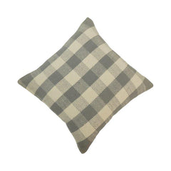 Handmade Grey Check Cotton Cushion Cover | Woven Buffalo Plaid Pillow Cover | 45x45 cm