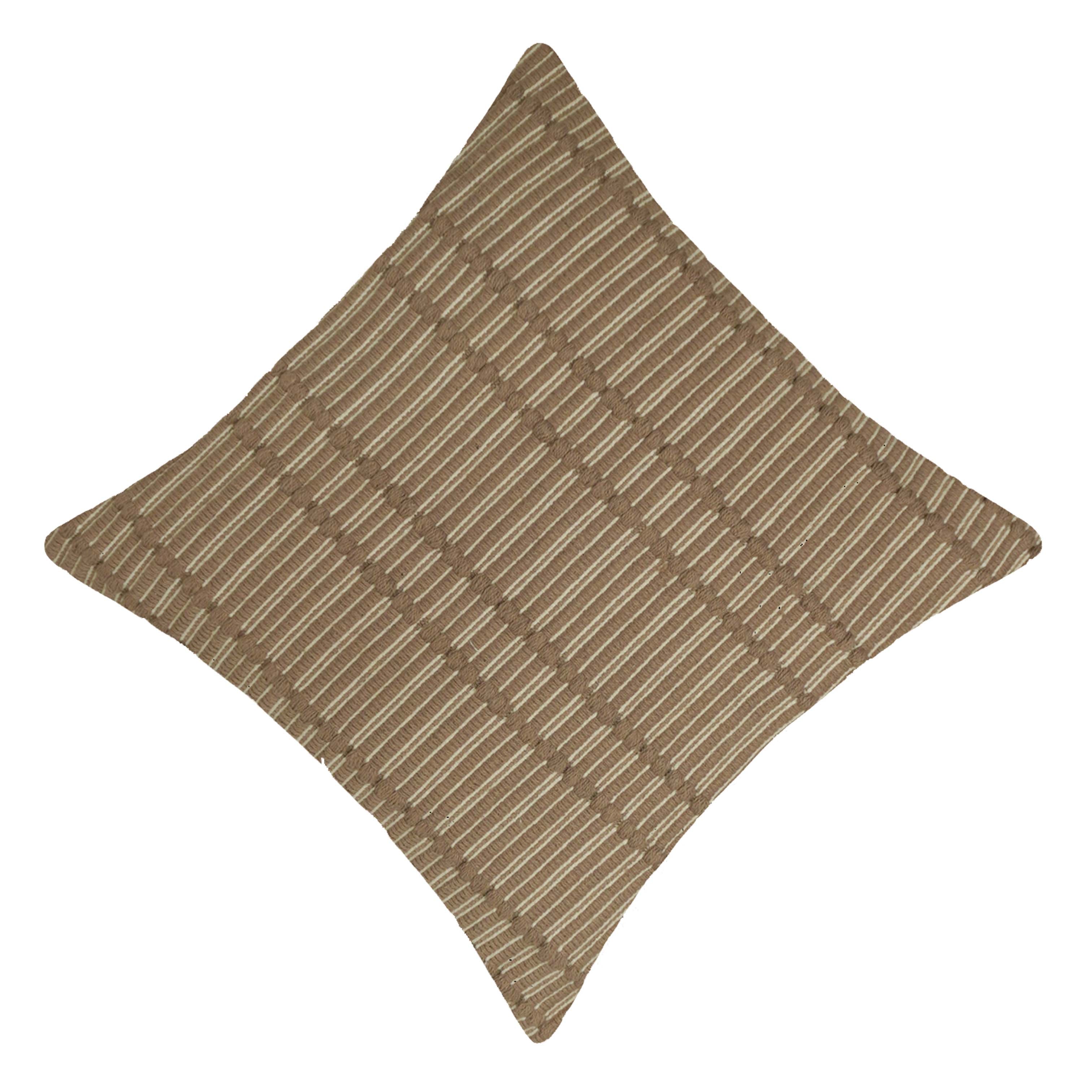 Handwoven Cotton Cushion Cover 45x45 cm | Textured Woven Check Pattern | Beige Decorative Throw Pillow Cover | Modern Boho Home Décor