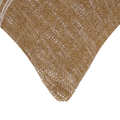Handwoven Cotton Cushion Cover 45x45 cm | Natural Brown Textured Stripe Cushion Cover | Rustic Farmhouse Decorative Pillow Cover