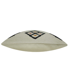 Handwoven Ivory Cushion Cover with Geometric Diamond Pattern – 45 x 45 cm