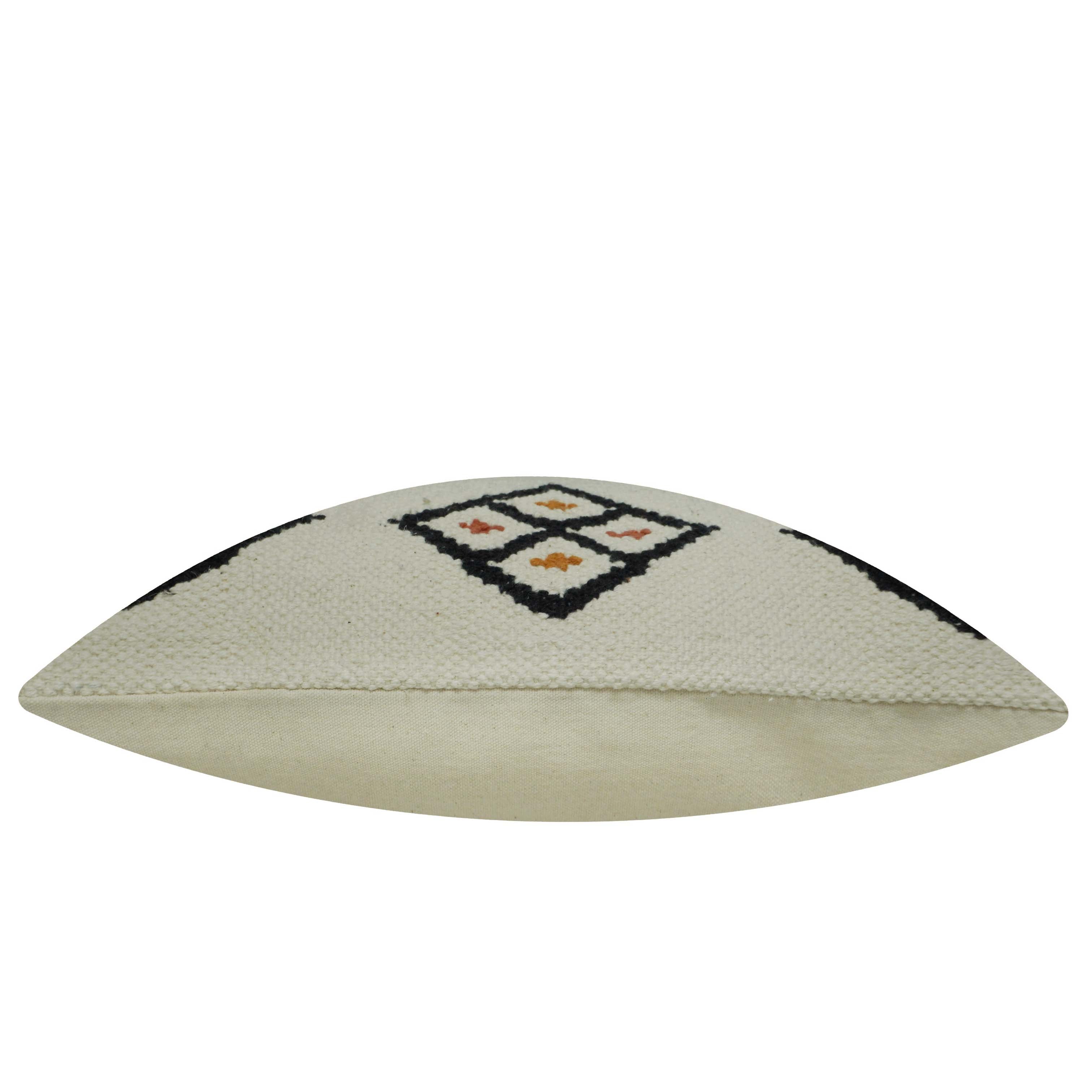 Handwoven Ivory Cushion Cover with Geometric Diamond Pattern – 45 x 45 cm