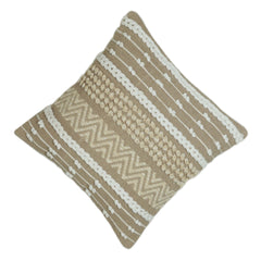Handwoven Natural Beige & Ivory Textured Cushion Cover – Geometric Pattern – 45 x 45 cm