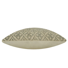 Jacquard Cotton Cushion Cover 45x45 cm | Geometric Woven Pattern | Decorative Sofa & Bed Pillow Cover | Concealed Zipper | Beige & Sage Green | 100% Cotton