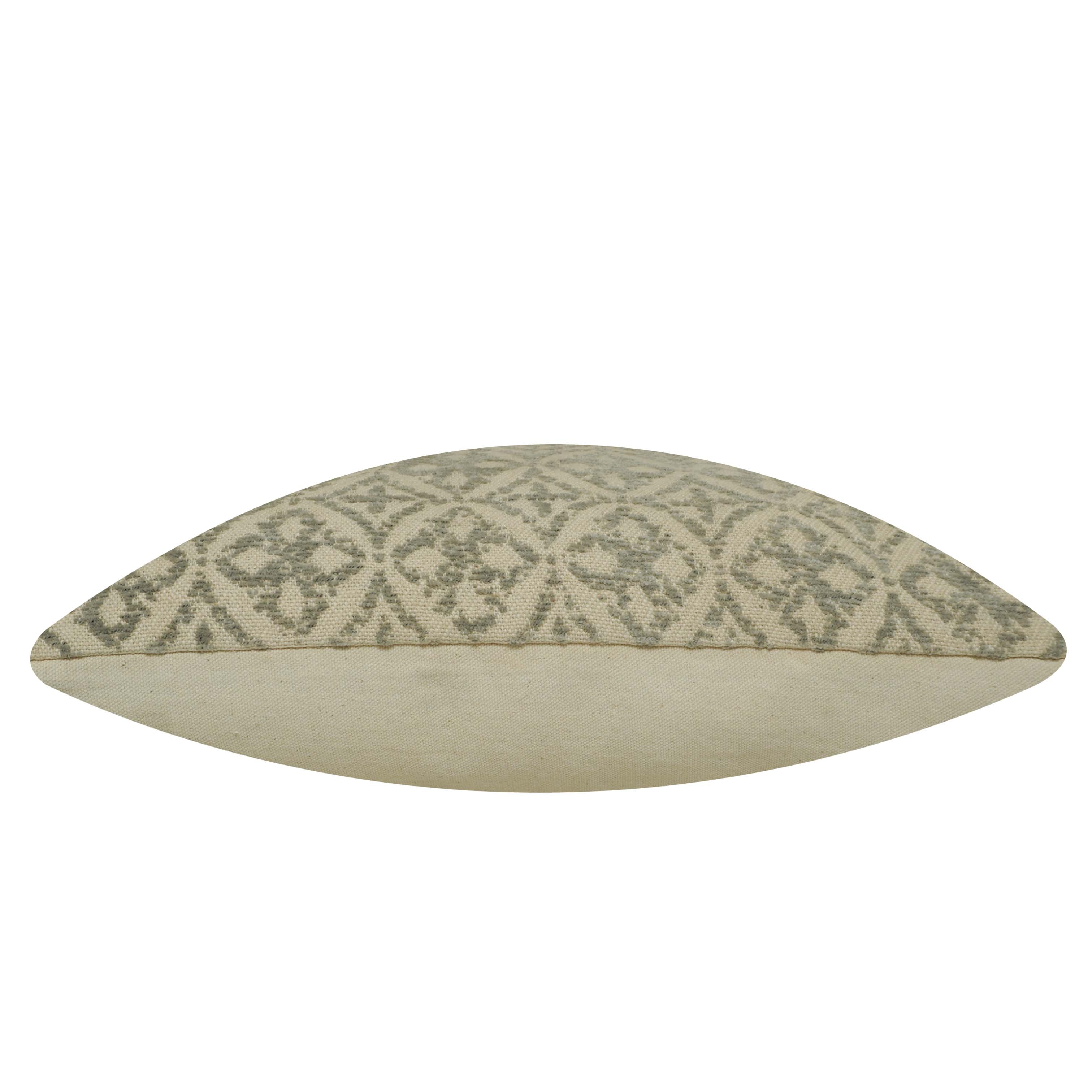 Jacquard Cotton Cushion Cover 45x45 cm | Geometric Woven Pattern | Decorative Sofa & Bed Pillow Cover | Concealed Zipper | Beige & Sage Green | 100% Cotton