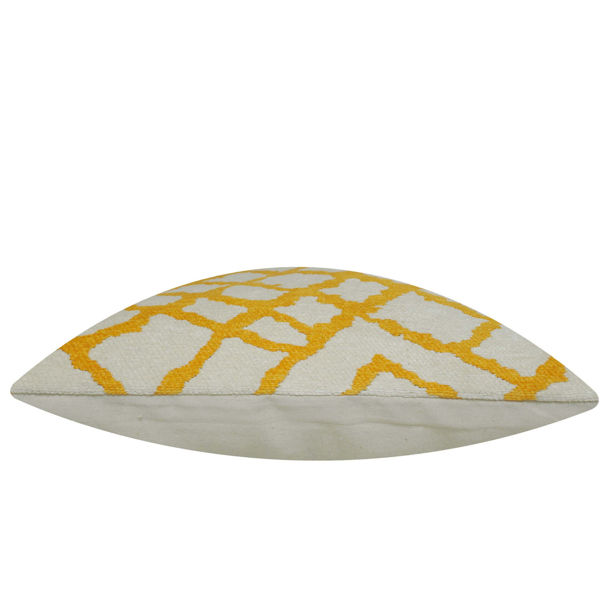 Mustard & Ivory Geometric Jacquard Cushion Cover – 45 x 45 cm | Woven Decorative Accent Pillow Cover