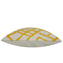 Mustard & Ivory Geometric Jacquard Cushion Cover – 45 x 45 cm | Woven Decorative Accent Pillow Cover