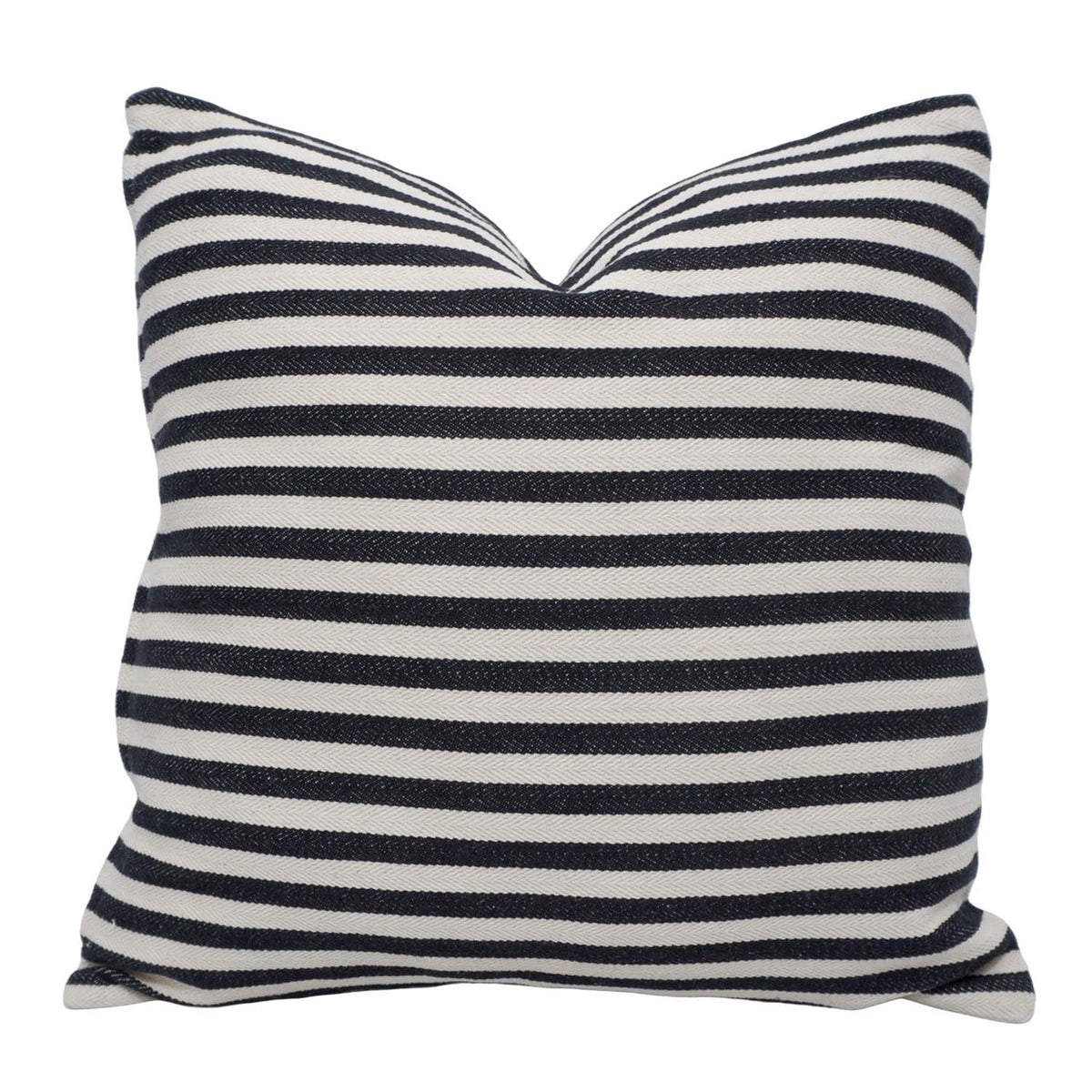 Handwoven Black & White Striped Cotton Cushion Cover 45x45 cm | Woven Cotton Throw Pillow Cover | Modern Minimalist Sofa Cushion Cover with Hidden Zipper - Bulk manufacturer & supplier from Panipat, India