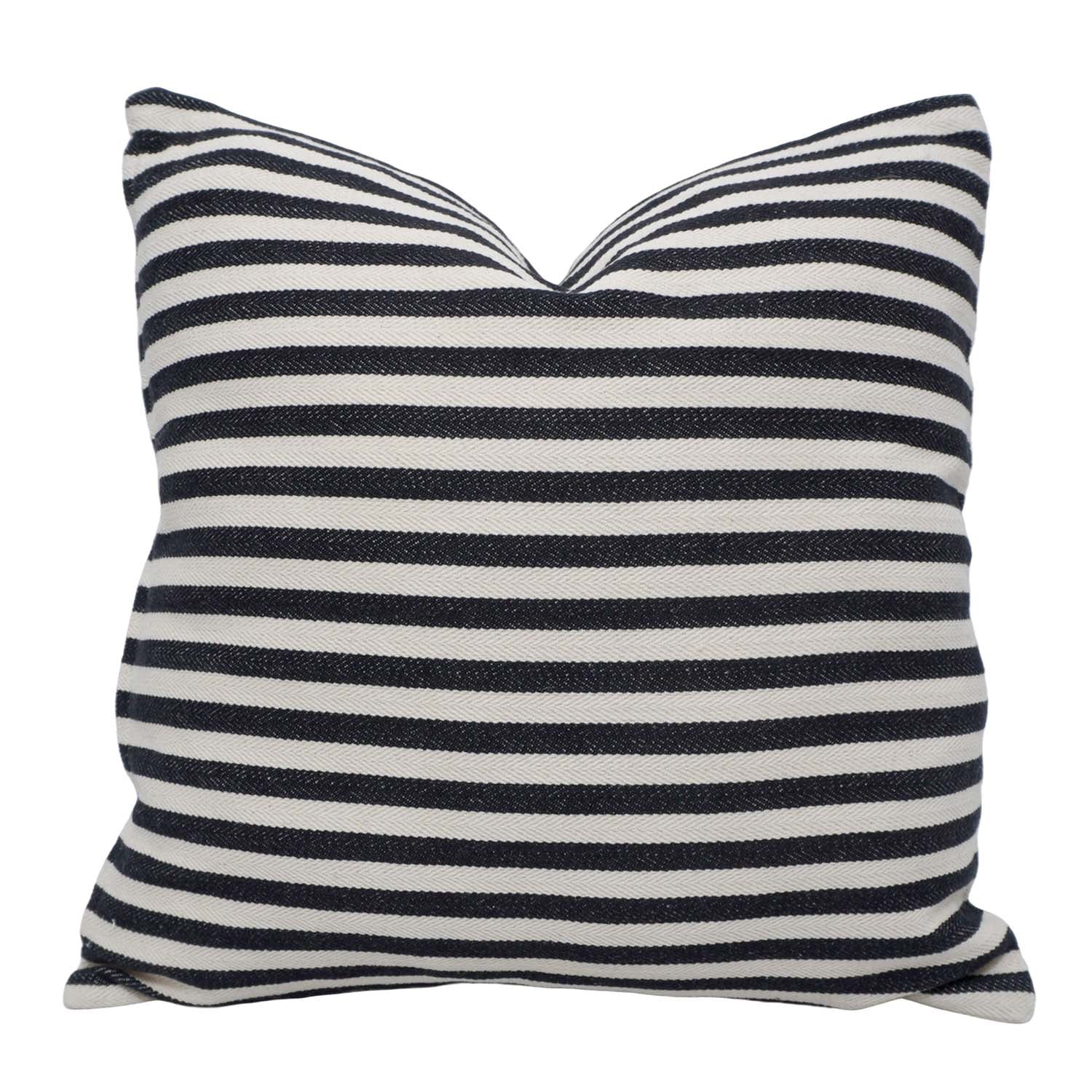 Handwoven Black & White Striped Cotton Cushion Cover 45x45 cm | Woven Cotton Throw Pillow Cover | Modern Minimalist Sofa Cushion Cover with Hidden Zipper
