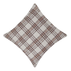 Handwoven Cotton Plaid Cushion Cover 45x45 cm | Beige & Brown Checkered Decorative Throw Pillow Cover | Modern Rustic Sofa Cushion Cover