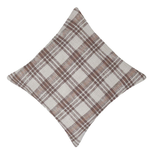 Beige and brown plaid checkered handwoven cotton cushion cover 45x45 cm