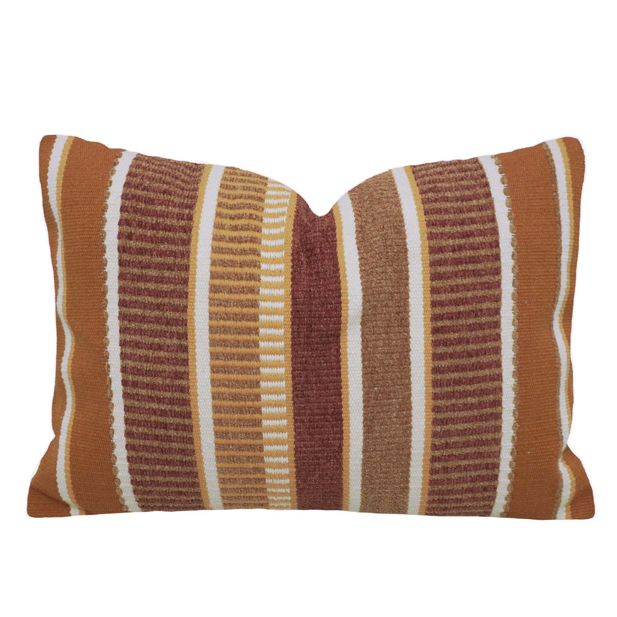 Handwoven Striped Cushion Cover – 35 x 50 cm | Earthy Multi-Tone Textured Cushion