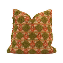 Handmade Tufted Cotton Cushion Cover 45x45 cm | Abstract Floral Embroidered Decorative Pillow Cover | Boho Rustic Home Décor