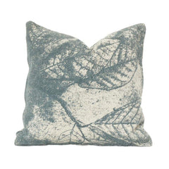 Abstract Leaf Printed Cotton Cushion Cover 45x45 cm | Nature-Inspired Blue & Beige Decorative Pillow Cover | Modern Home Décor