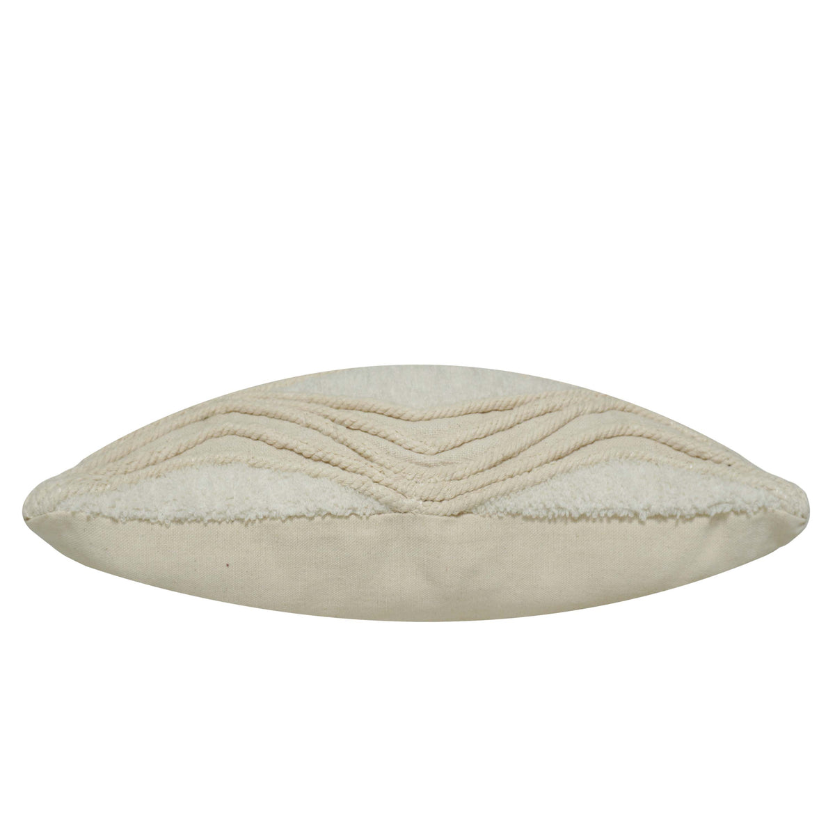 Handcrafted Tufted & Rope Cotton Cushion Cover 45x45 cm | Textured Boho Decorative Throw Pillow Cover | Ivory | Hidden Zip