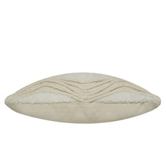 Handcrafted Tufted & Rope Cotton Cushion Cover 45x45 cm | Textured Boho Decorative Throw Pillow Cover | Ivory | Hidden Zip