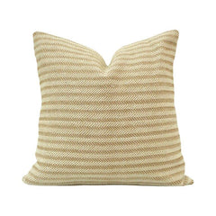 Handmade Cotton Herringbone Cushion Cover – Beige Striped Textured Pillow Cover 45x45 cm | Artisan Woven Decorative Cushion