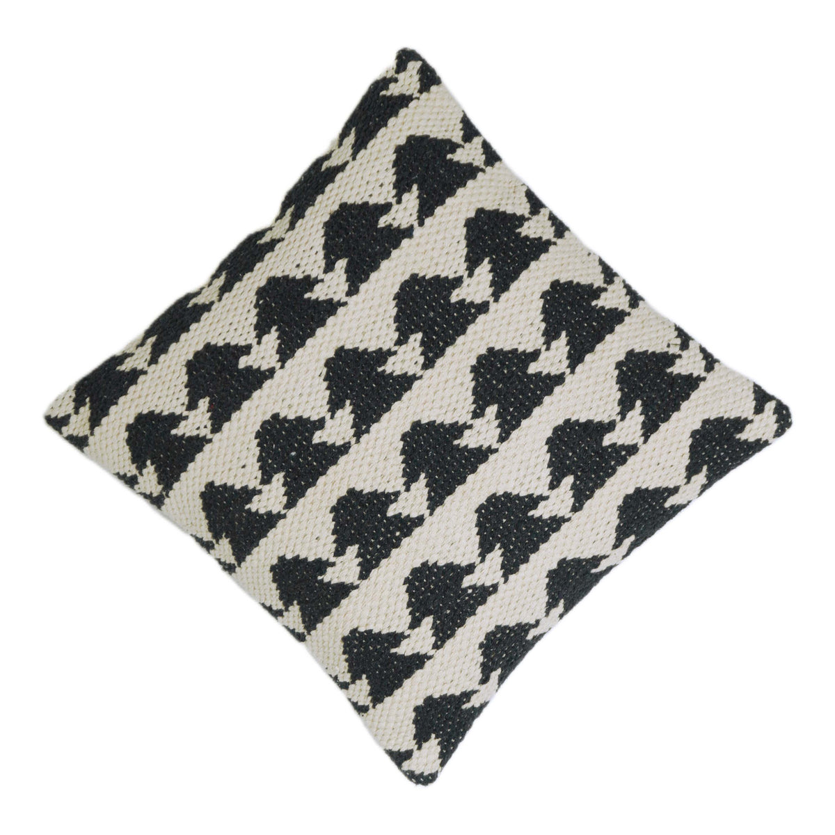 Handwoven Cotton Cushion Cover – Black & Cream Geometric Tribal Pattern | 45 x 45 cm