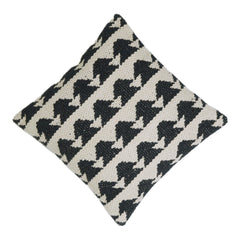 Handwoven Cotton Cushion Cover – Black & Cream Geometric Tribal Pattern | 45 x 45 cm