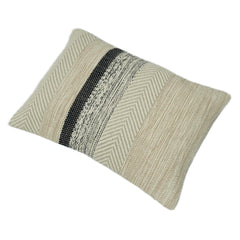 Black and beige textured striped handwoven cushion cover 35x50 cm