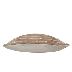 Handwoven Cotton Cushion Cover 45x45 cm | Textured Woven Dot Pattern | Decorative Throw Pillow Cover | Hidden Zipper | Beige & White