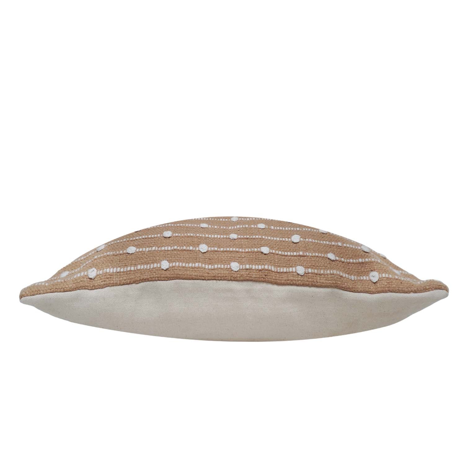 Handwoven Cotton Cushion Cover 45x45 cm | Textured Woven Dot Pattern | Decorative Throw Pillow Cover | Hidden Zipper | Beige & White